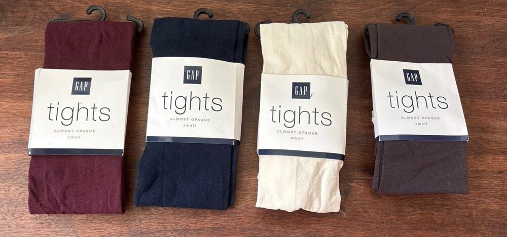 Vintage Gap Almost Opaque Tights Lot Of 4 Deadstock NWT Size Small USA Made 90s